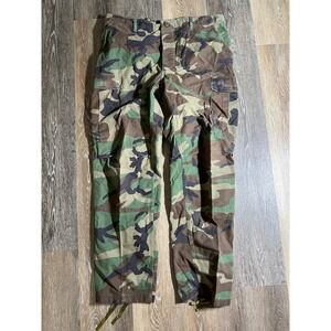 Military Surplus Pants Mens large regular Green Camo Good Woodland BDU Tactical